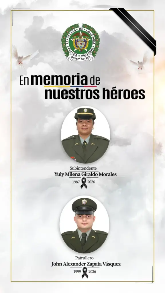 Los policías de la Sijín que murieron en balacera. Los hechos aún son confusos.